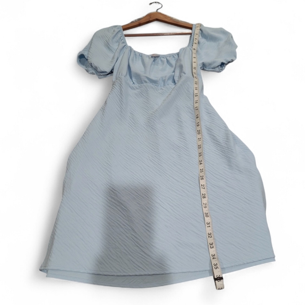 Women's No Boundaries Peasant Dress Baby Blue Short Sleeve Jrs XL 15-17 - Picture 5 of 6